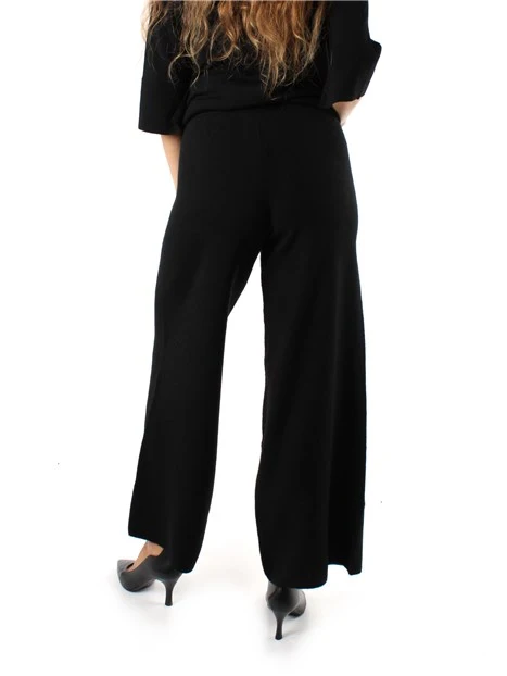 PANTALONI PALAZZO MISTO LANA DONNA NERO