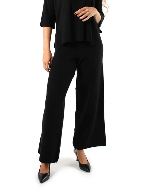 PANTALONI PALAZZO MISTO LANA DONNA NERO