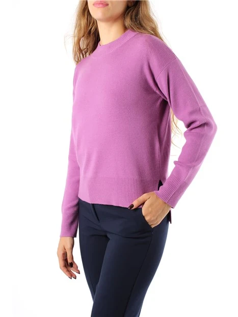 MAGLIA GIROCOLLO IN MISTO VISCOSA DONNA FUCSIA