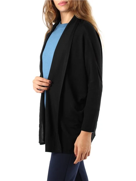 CARDIGAN IN MAGLIA MISTO LANA DONNA NERO