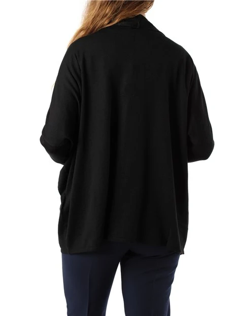 CARDIGAN IN MAGLIA MISTO LANA DONNA NERO