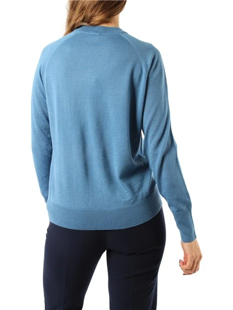 MAGLIA GIROCOLLO MISTO LANA DONNA AZZURRO