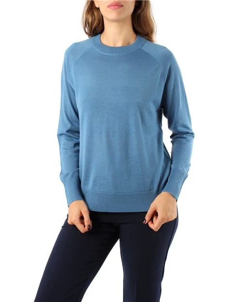 MAGLIA GIROCOLLO MISTO LANA DONNA AZZURRO