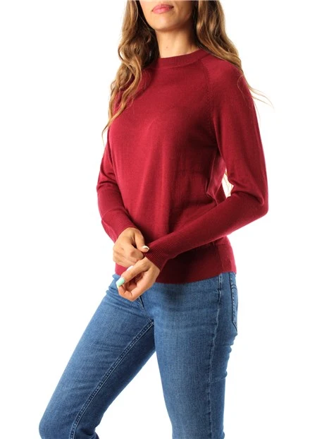 MAGLIA GIROCOLLO IN MISTO LANA DONNA BORDEAUX