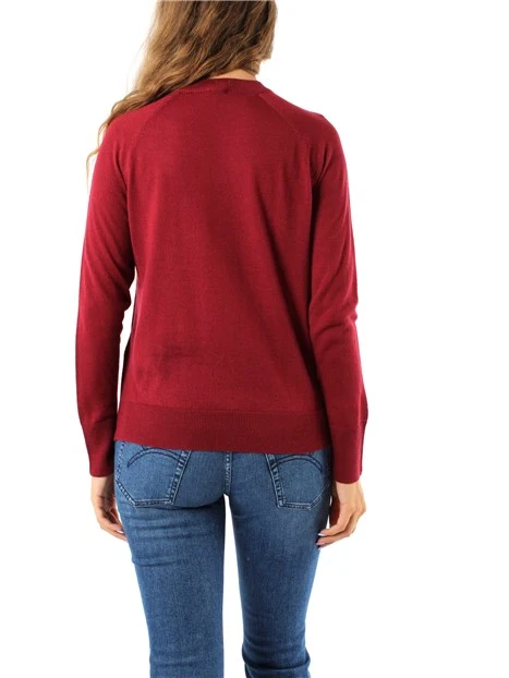 MAGLIA GIROCOLLO IN MISTO LANA DONNA BORDEAUX