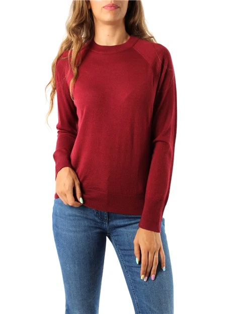 MAGLIA GIROCOLLO IN MISTO LANA DONNA BORDEAUX