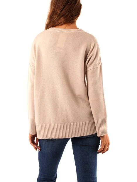 MAGLIA GIROCOLLO IN LANA VERGINE DONNA BEIGE