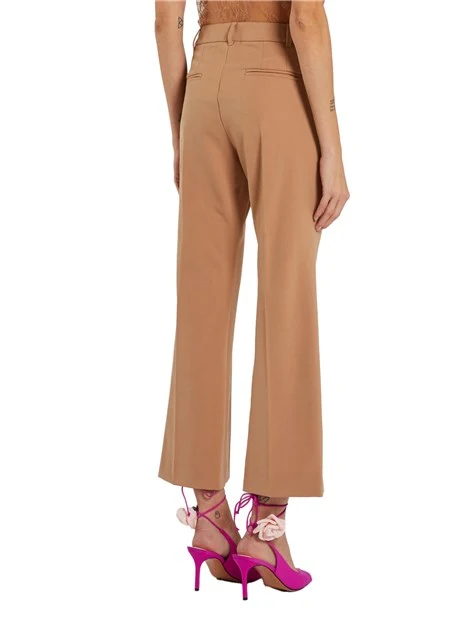 PANTALONI CROPPED IN GABARDINA BIELASTICA DONNA MARRONE