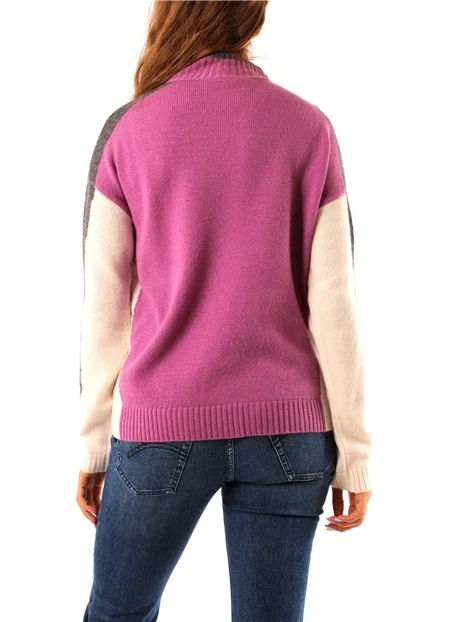 MAGLIA DOLCEVITA IN LANA VERGINE DONNA FUCSIA