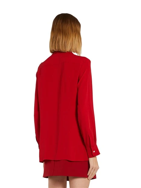 CAMICIA IN CREPE DE CHINE MISTO SETA CON FIORE DONNA ROSSO