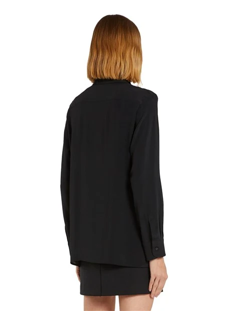 CAMICIA IN CREPE DE CHINE MISTO SETA CON FIORE DONNA NERO