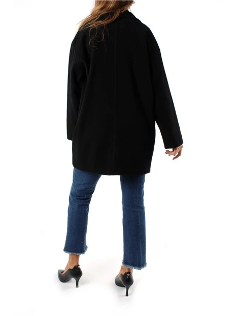 CAPPOTTO IN MISTO LANA E COLLO A REVER DONNA NERO