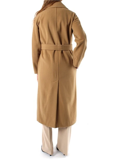 CAPPOTTO LUNGO A VESTAGLIA IN MISTO LANA VERGINE DONNA BEIGE