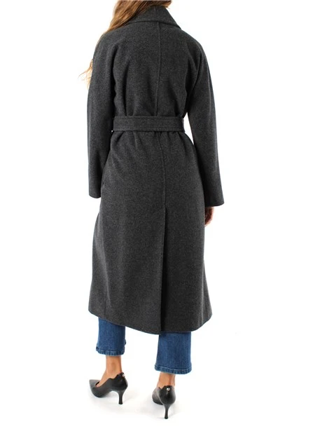 CAPPOTTO LUNGO A VESTAGLIA IN MISTO LANA VERGINE DONNA GRIGIO