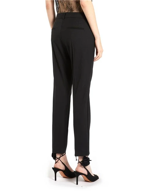 PANTALONI CHINO IN MISTO LANA DONNA NERO