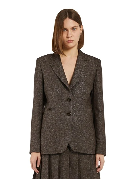 GIACCA BLAZER MONOPETTO IN MISTO LANA DONNA MARRONE