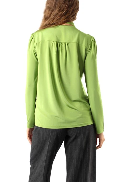 BLUSA IN MAGLIA MISTO VISCOSA CREPE DONNA VERDE