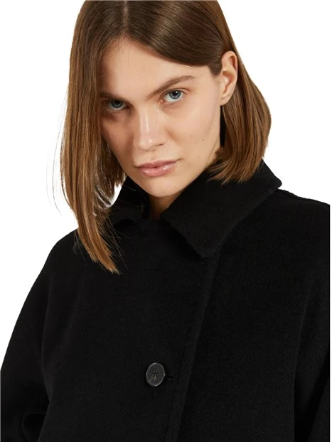 CAPPOTTO CORTO IN PURA LANA VERGINE DONNA NERO