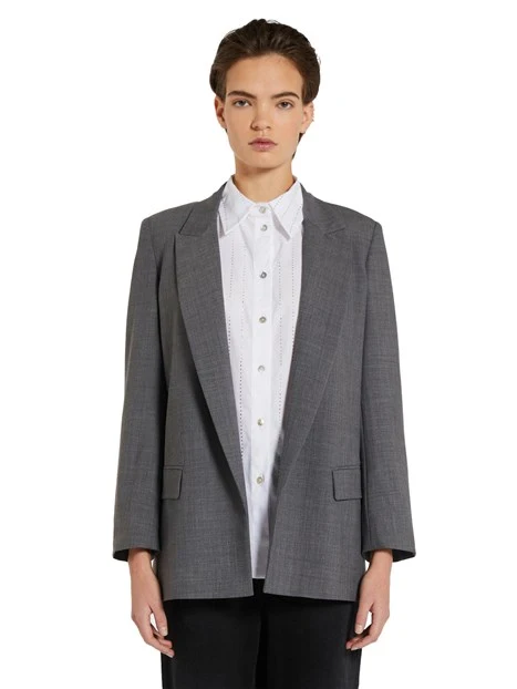 GIACCA BLAZER IN COTONE E LANA DONNA GRIGIO