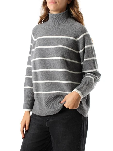 MAGLIA DOLCEVITA IN FILATO DI LANA CASHMERE DONNA GRIGIO