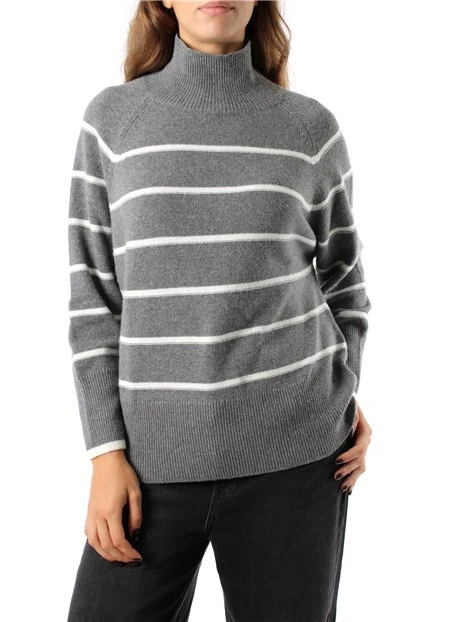 MAGLIA DOLCEVITA IN FILATO DI LANA CASHMERE DONNA GRIGIO