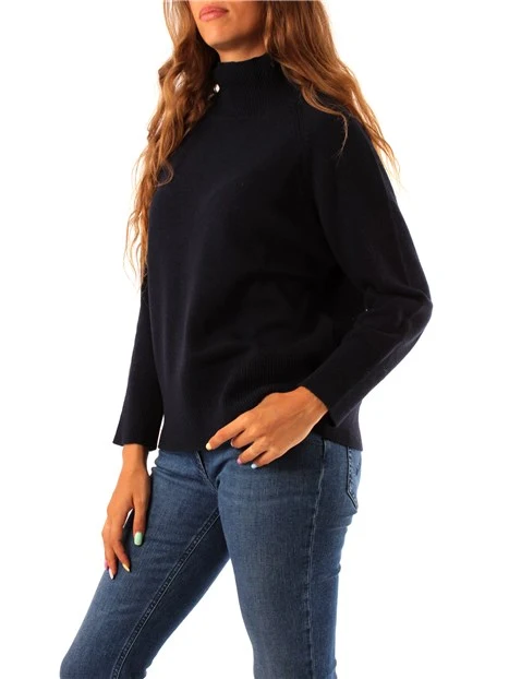 MAGLIA DOLCEVITA IN FILATO DI LANA CASHMERE DONNA BLU