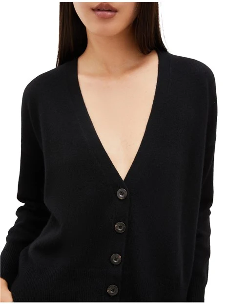 CARDIGAN IN FILATO DI LANA E CASHMERE DONNA NERO