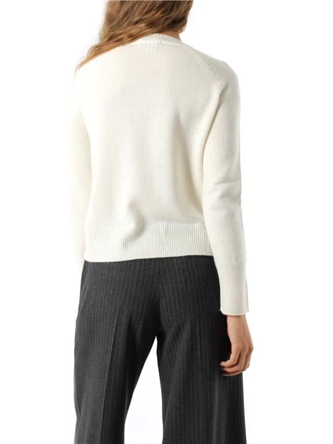 MAGLIA GIROCOLLO IN LANA E CASHMERE DONNA BIANCO