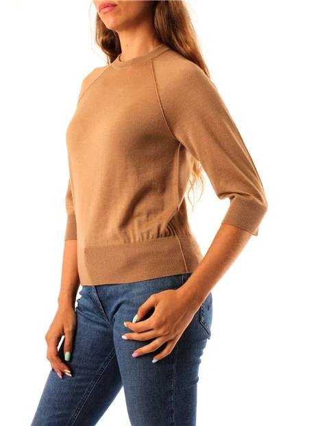 MAGLIA GIROCOLLO IN FILATO DI PURA LANA FINE DONNA BEIGE