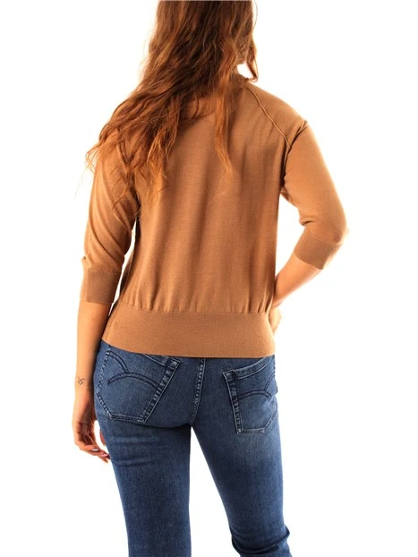 MAGLIA GIROCOLLO IN FILATO DI PURA LANA FINE DONNA BEIGE