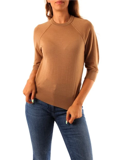 MAGLIA GIROCOLLO IN FILATO DI PURA LANA FINE DONNA BEIGE