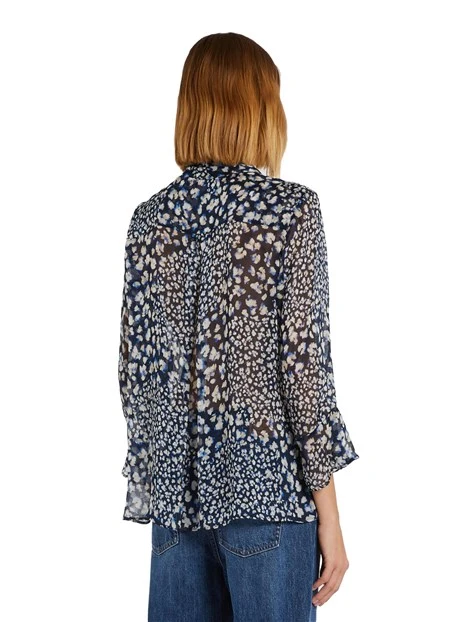 BLUSA IN CHIFFON A FANTASIA DONNA BLU