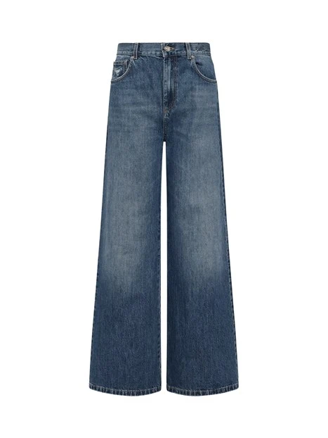 JEANS PALAZZO PURO DENIM DI COTONE DONNA BLU