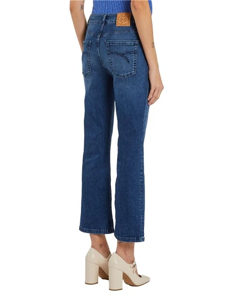 JEANS CROPPED A TROMBETTA IN DENIM DI COTONE DONNA BLU