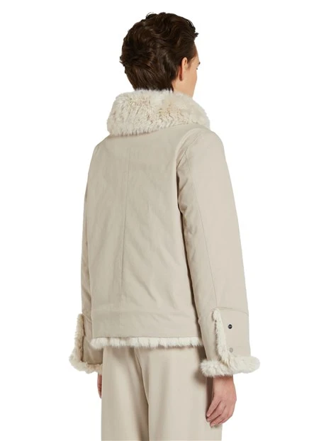 GIACCA IMPERMEABILE IN COTONE SMERIGLIATO ANTIGOCCIA DONNA BEIGE