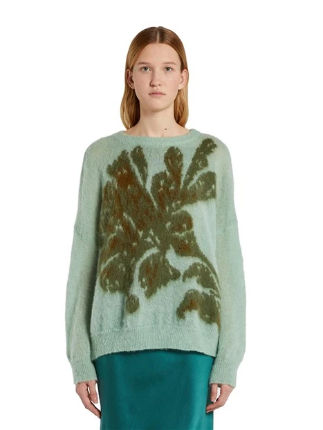 MAGLIA GIROCOLLO IN MOHAIR CON FANTASIA DONNA VERDE