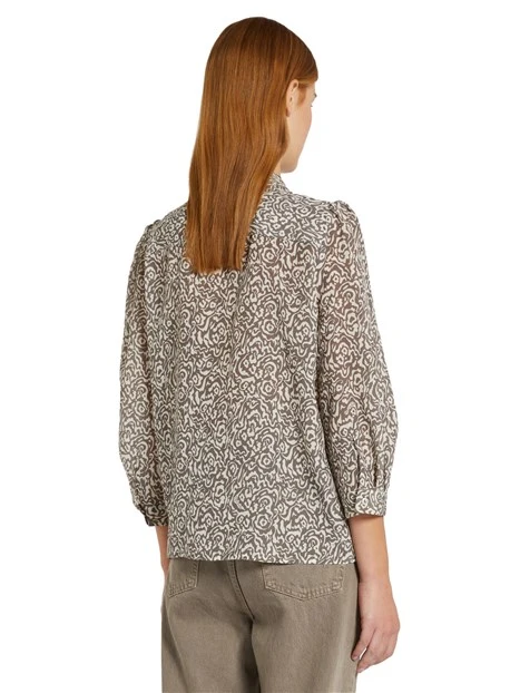 CAMICIA IN CREPE DI SETA CON FANTASIA STAMPATA DONNA BEIGE