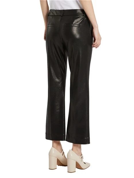 PANTALONI CROPPED A ZAMPA IN PUNTO MILANO LAMINATO DONNA NERO