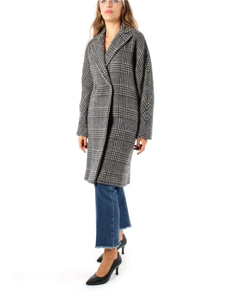 CAPPOTTO LUNGO DISEGNATO DONNA GRIGIO