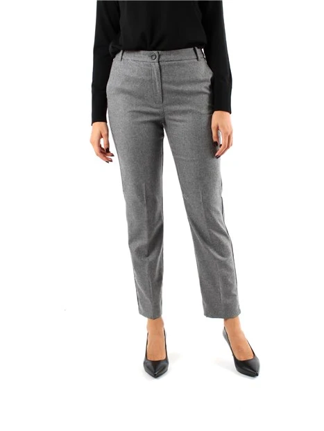 PANTALONI CHINO IN FLANELLA MISTO LANA DONNA GRIGIO CHIARO