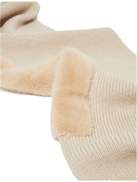 SCIARPA IN MAGLIA CON DETTAGLI FLUFFY DONNA BEIGE