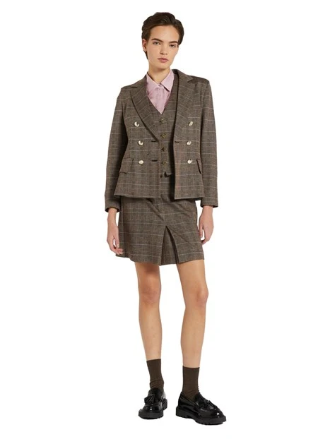 GIACCA BLAZER IN JACQUARD MISTO VISCOSA DONNA MARRONE