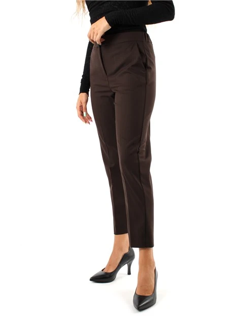 PANTALONI CHINO IN TWILL UNITO E FANTASIA DONNA MARRONE