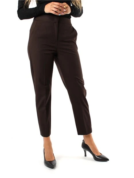 PANTALONI CHINO IN TWILL UNITO E FANTASIA DONNA MARRONE