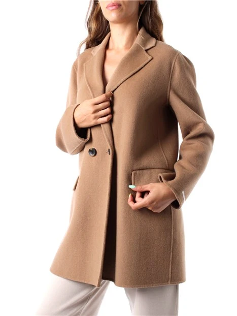 CAPPOTTO LUNGO IN MISTO LANA SCOLLO A REVERS DONNA BEIGE