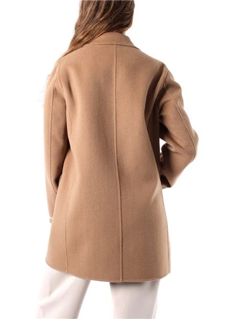 CAPPOTTO LUNGO IN MISTO LANA SCOLLO A REVERS DONNA BEIGE