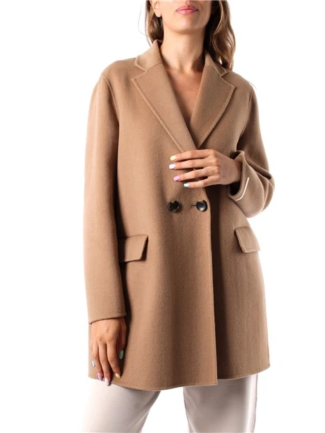 CAPPOTTO LUNGO IN MISTO LANA SCOLLO A REVERS DONNA BEIGE