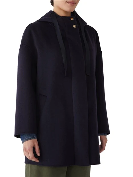 CAPPOTTO CORTO IN MISTO LANA DONNA BLU