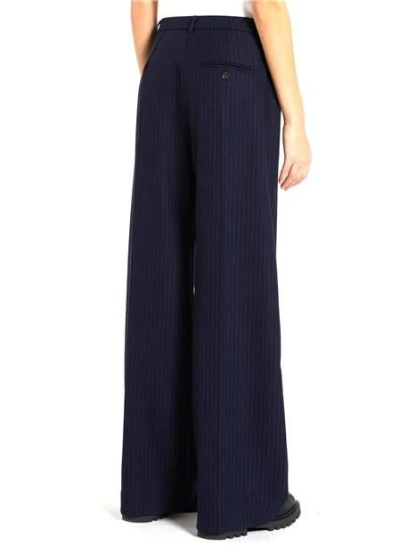 PANTALONI PALAZZO IN TWILL A FANTASIA DONNA BLU