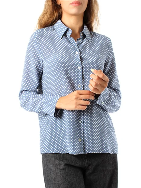 CAMICIA IN CREPE DI SETA CON STAMPA A POIS DONNA BLU